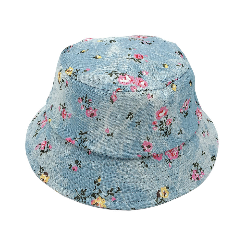 HATEGORY Denim Floral Bucket Hat