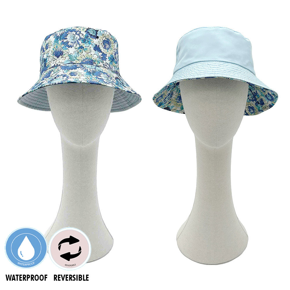 HATEGORY Reversible Waterproof Floral Print Rain Bucket Hat