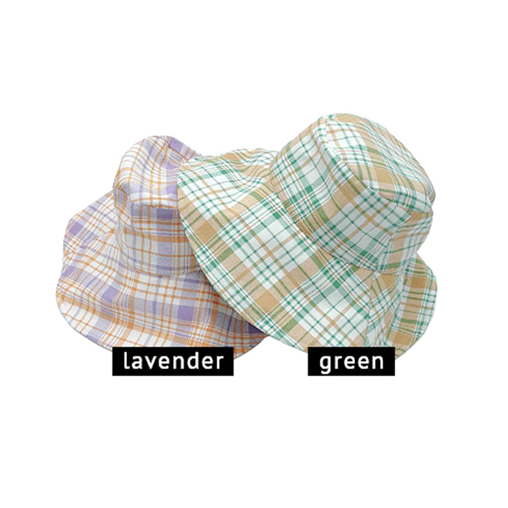 HATEGORY Plaid Check Chin Tie Bucket Hat
