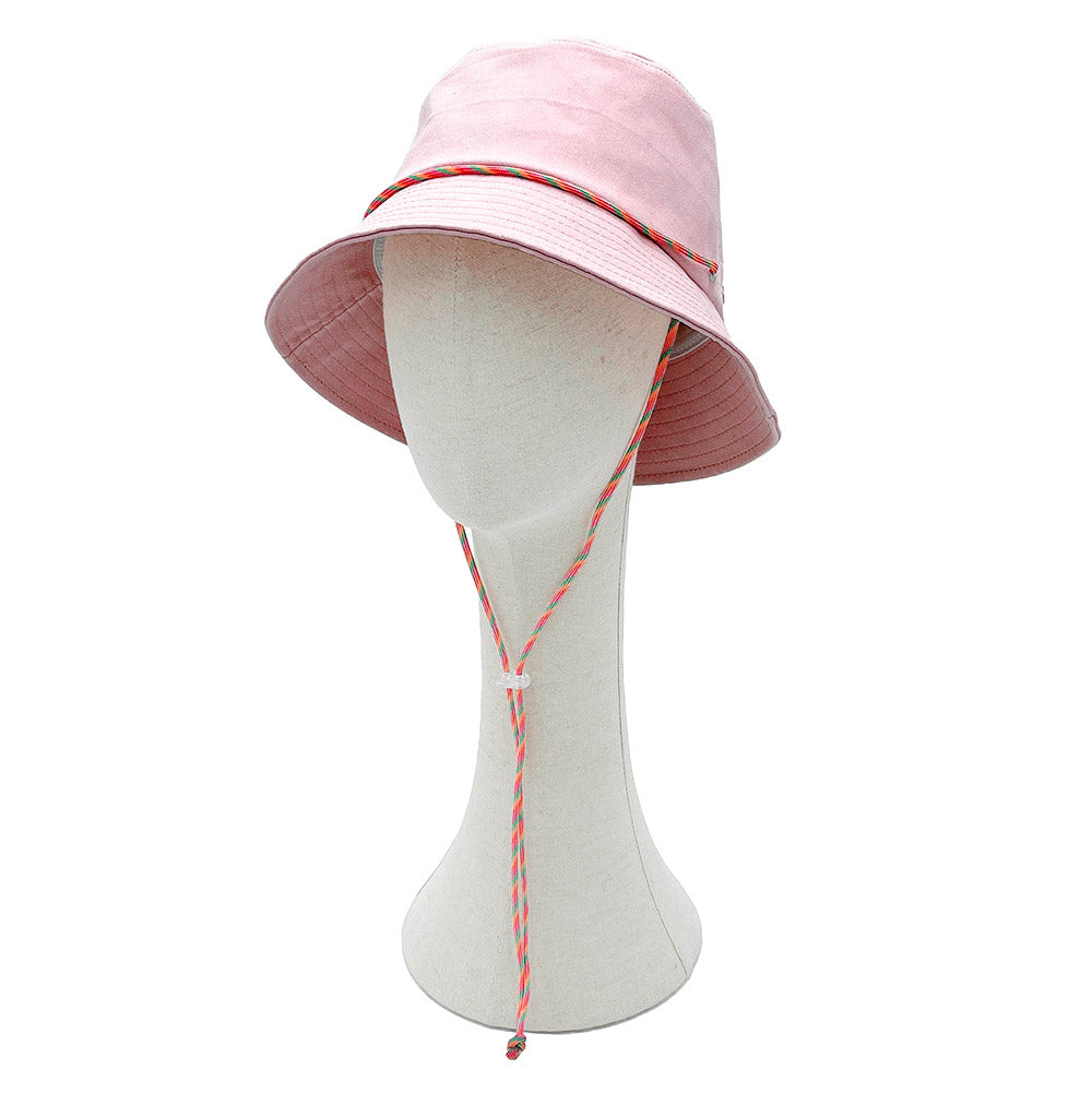 HATEGORY Solid Chin String Bucket Hat