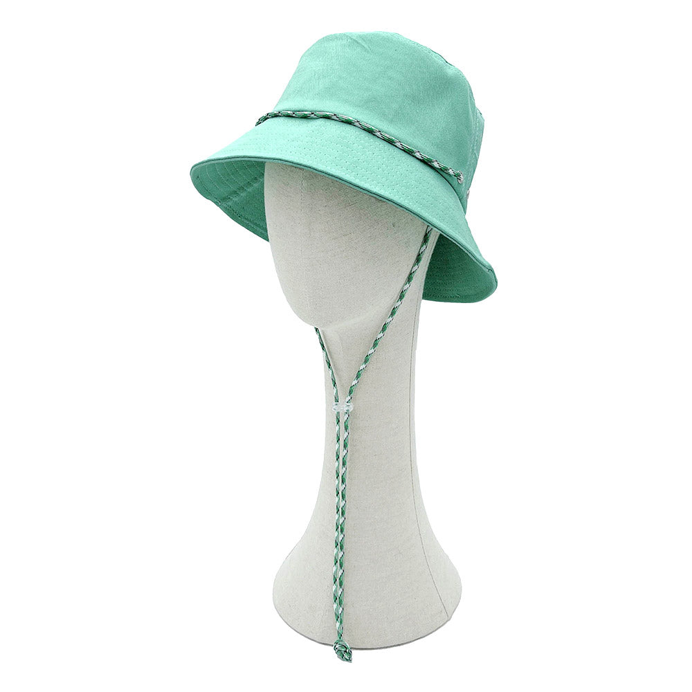 HATEGORY Solid Chin String Bucket Hat