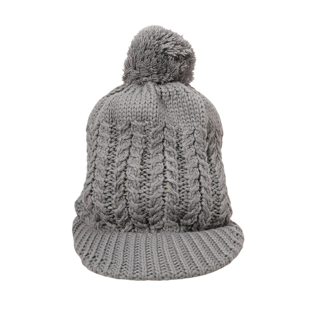 HATEGORY Knit Pom Pom Visor Beanie Hat