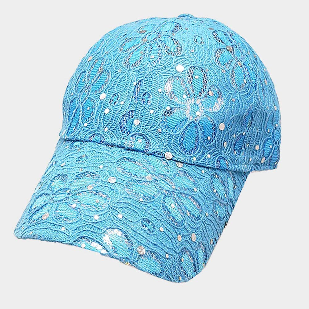 HATEGORY Bling Hologram Lace Flower Baseball Cap