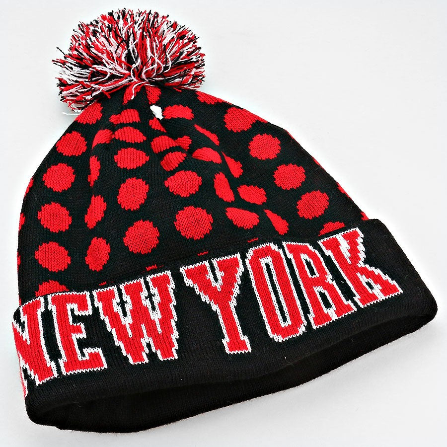 HATEGORY "New York" Acrylic Pom Beanie