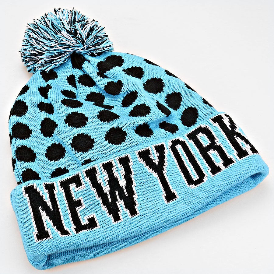 HATEGORY "New York" Acrylic Pom Beanie