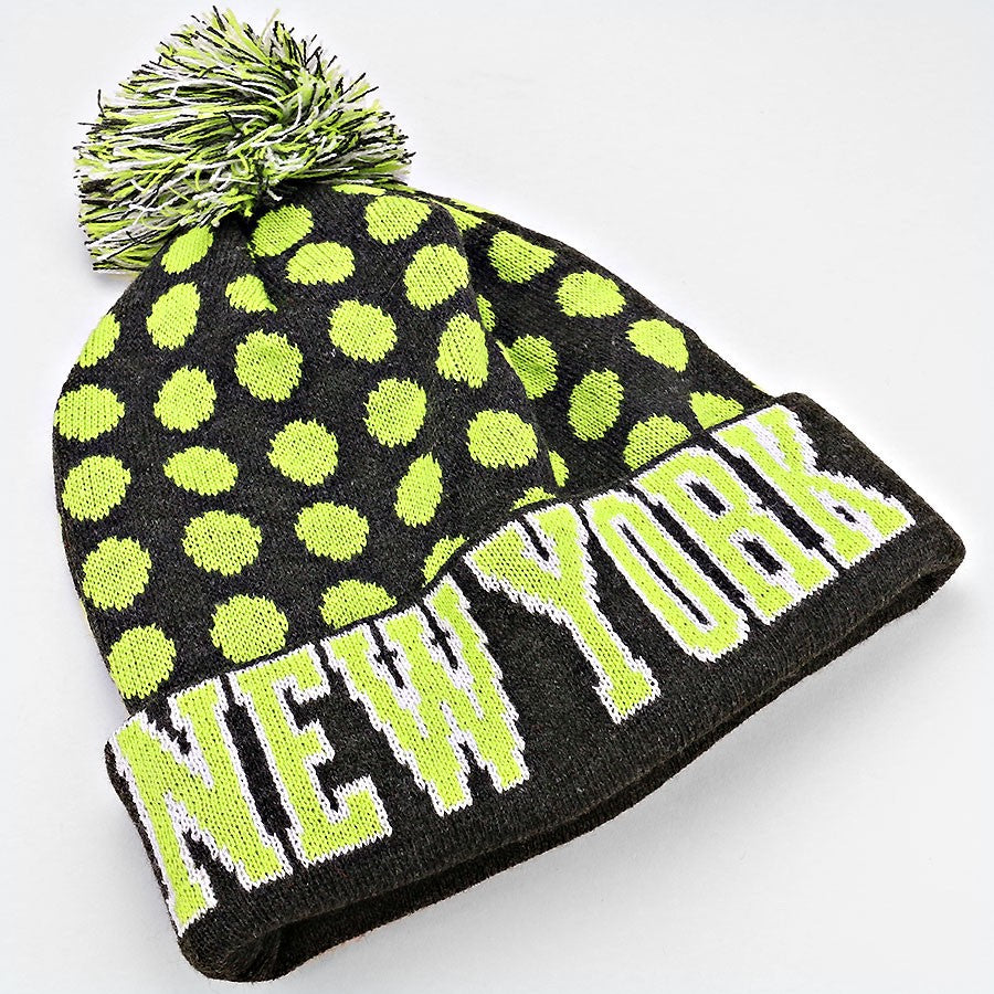 HATEGORY "New York" Acrylic Pom Beanie