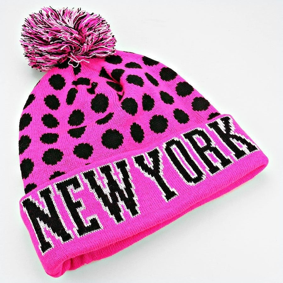 HATEGORY "New York" Acrylic Pom Beanie