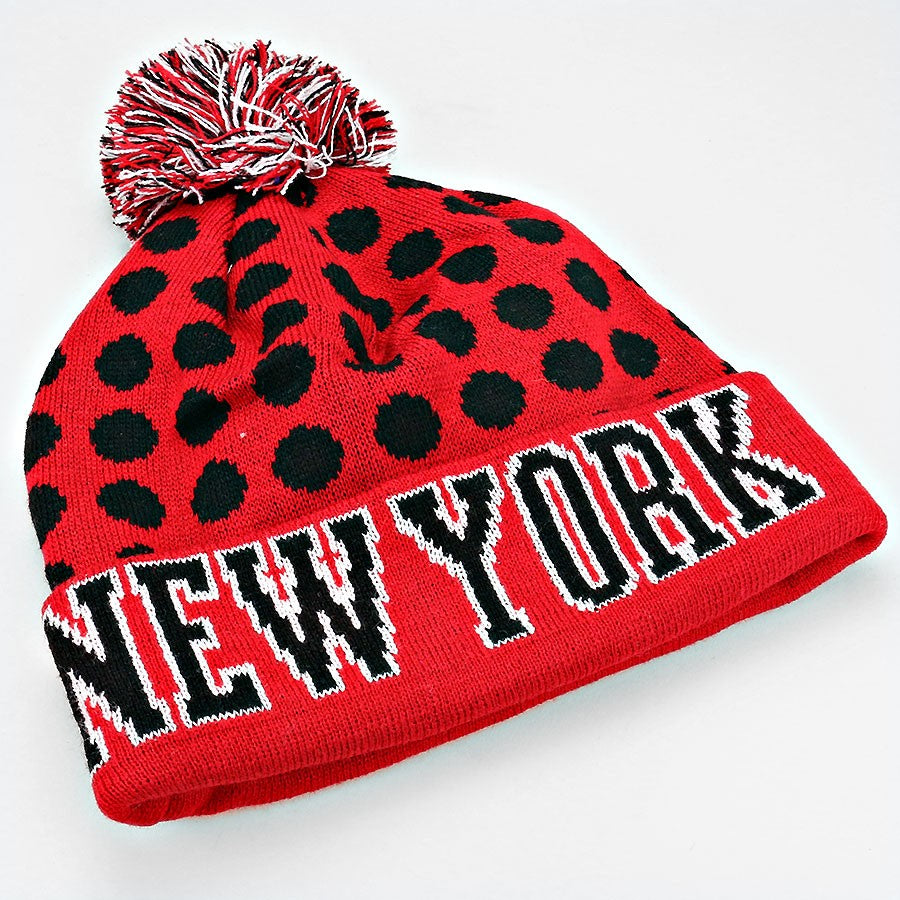 HATEGORY "New York" Acrylic Pom Beanie