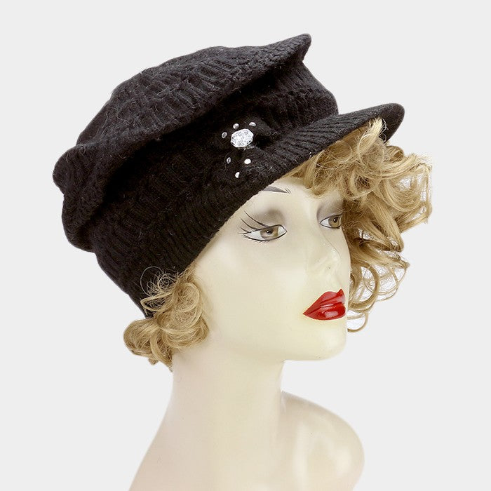 HATEGORY Bow detail knit visor hat