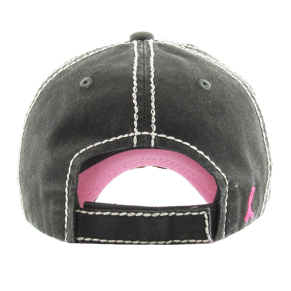 HATEGORY This Is My Fight Hat Message Pink Ribbon Accented Vintage Baseball Cap