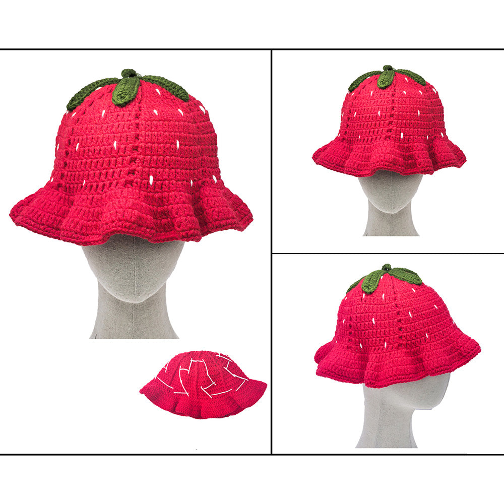 HATEGORY Crochet Strawberry Bucket Hat