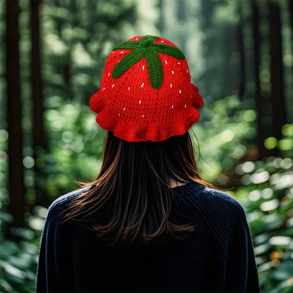 HATEGORY Crochet Strawberry Bucket Hat