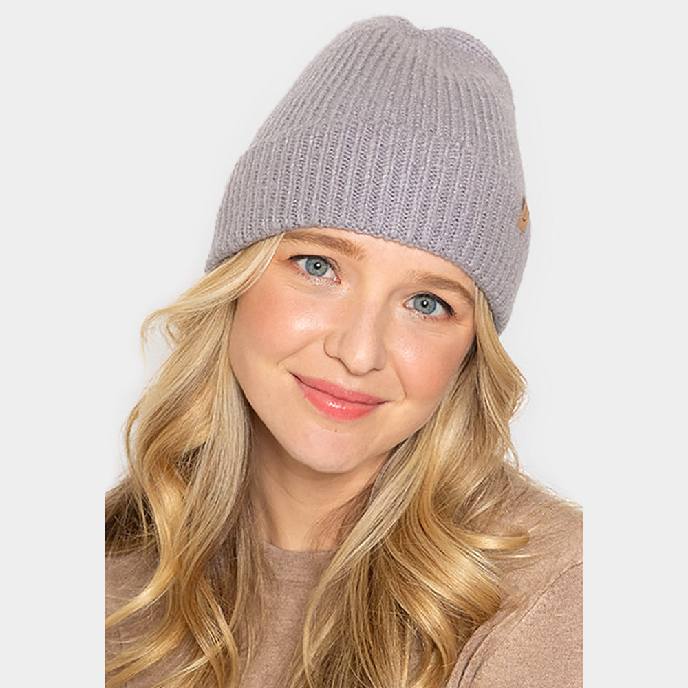 HATEGORY Ribbed Knit Cuff Beanie Hat