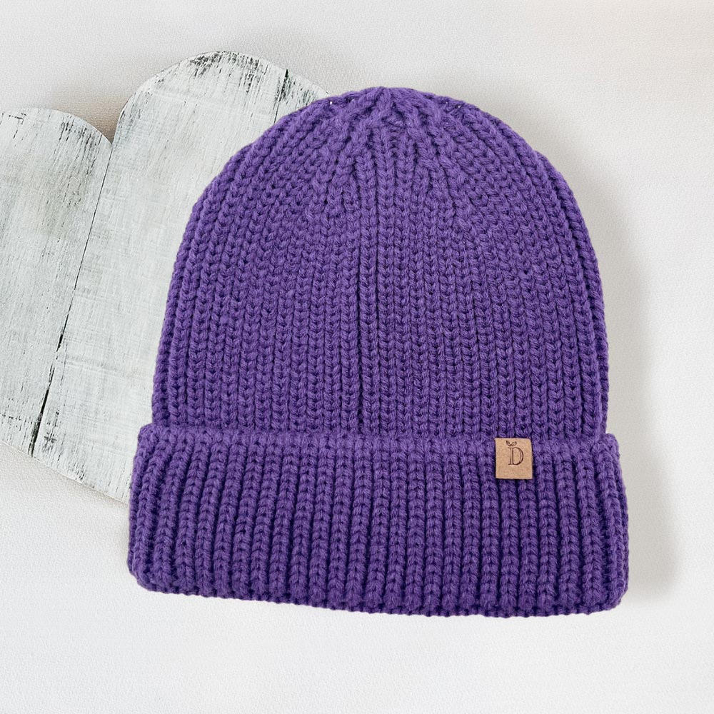 HATEGORY Solid Ribbed Cuff Beanie Hat