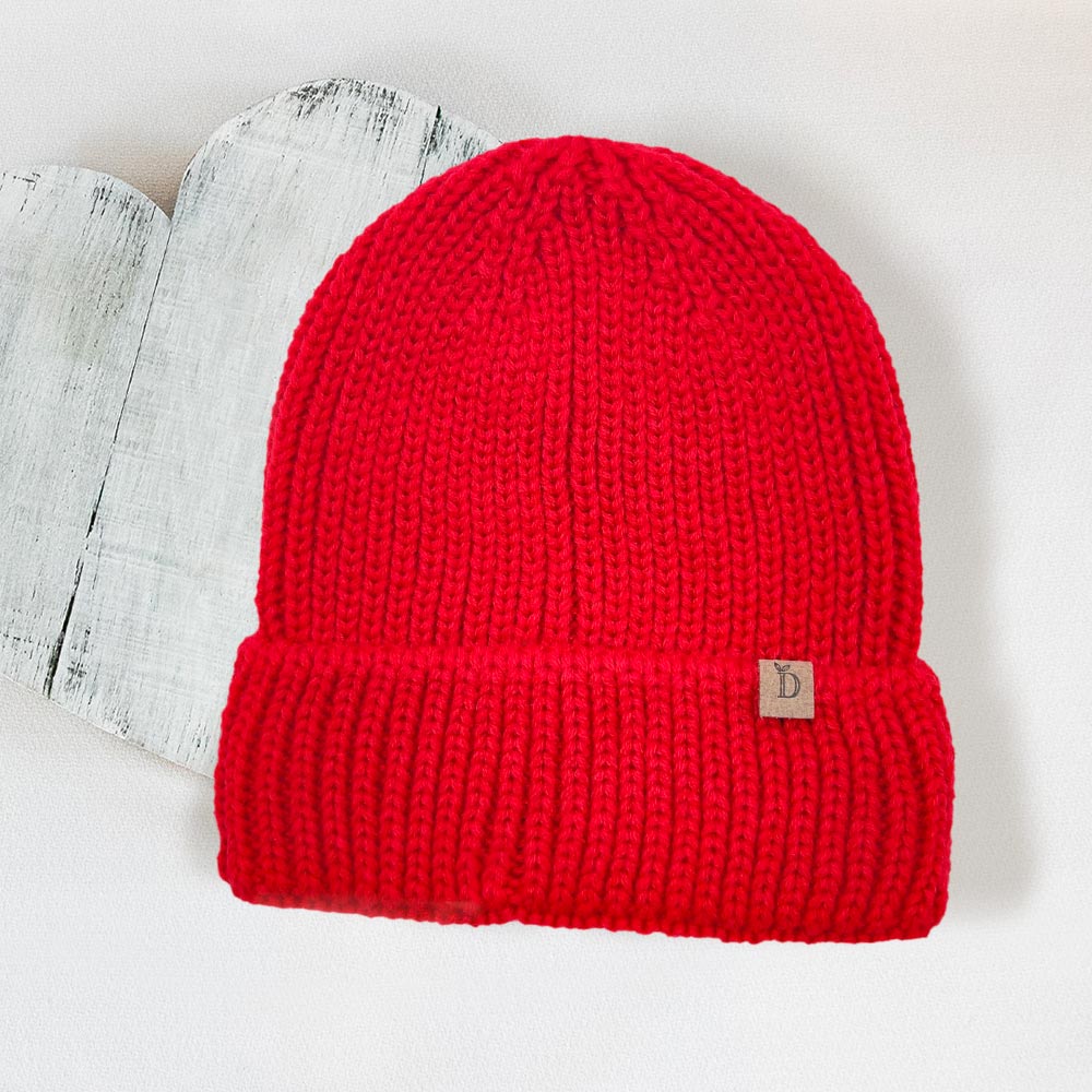 HATEGORY Solid Ribbed Cuff Beanie Hat