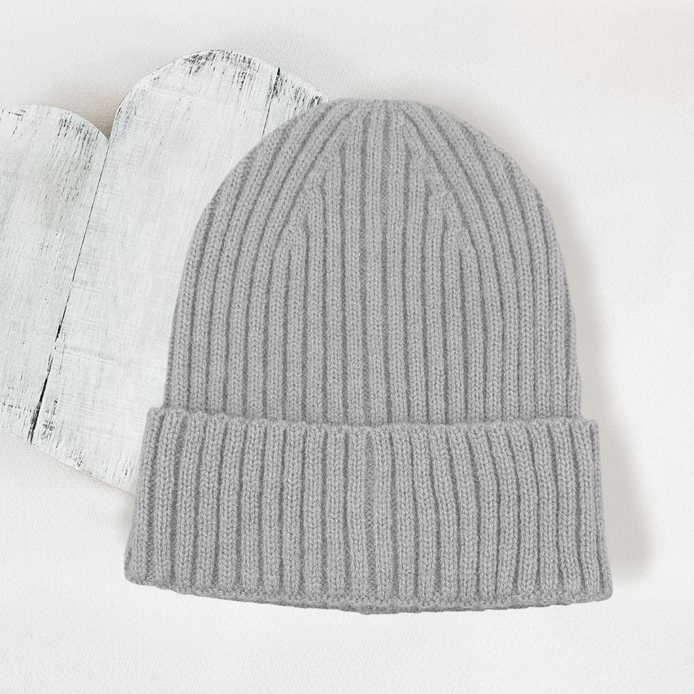 HATEGORY Solid Ribbed Cuff Beanie Hat