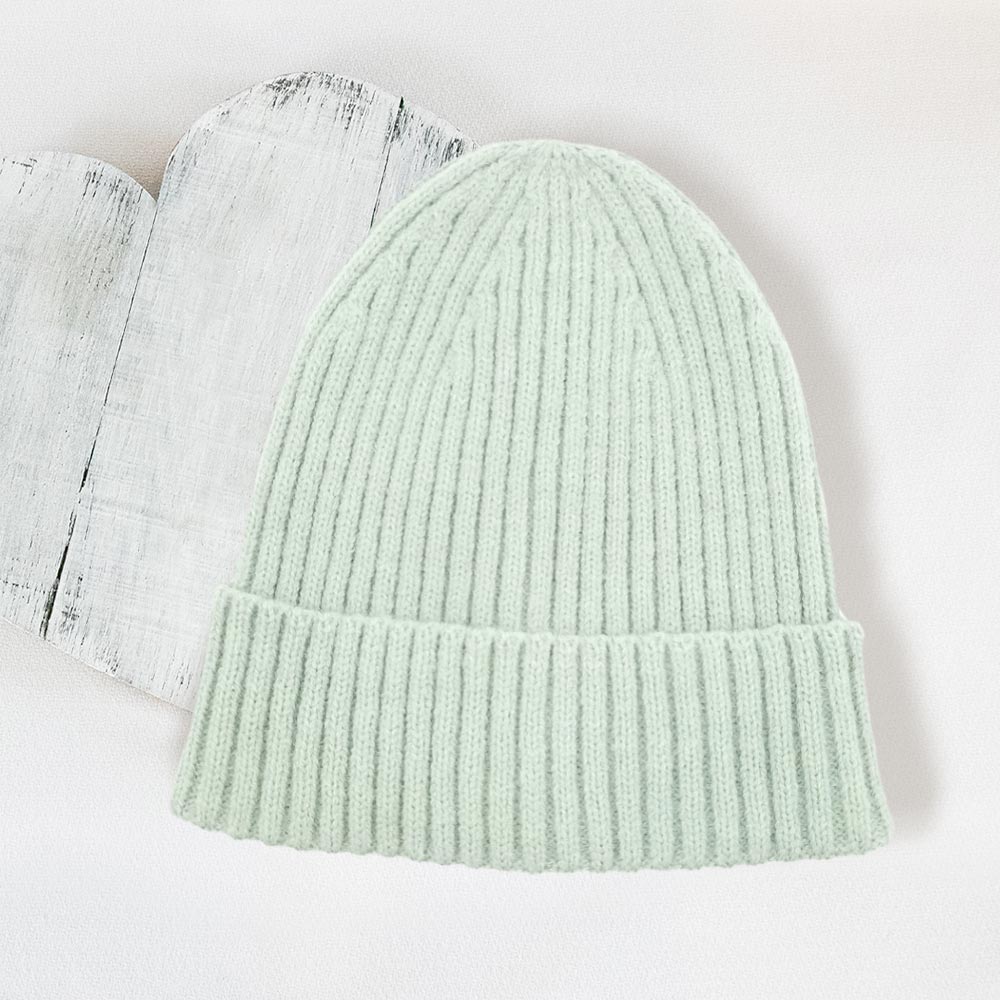 HATEGORY Solid Ribbed Cuff Beanie Hat