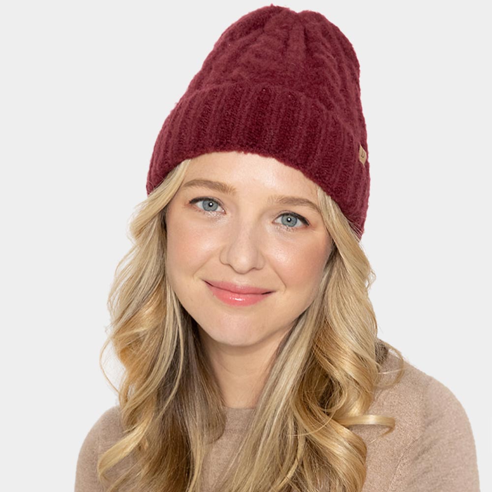 HATEGORY Cable Knit Cuff Beanie Hat