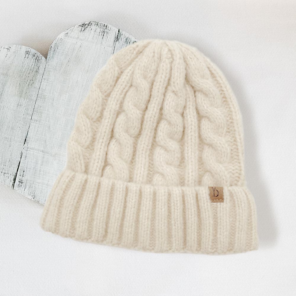 HATEGORY Cable Knit Cuff Beanie Hat