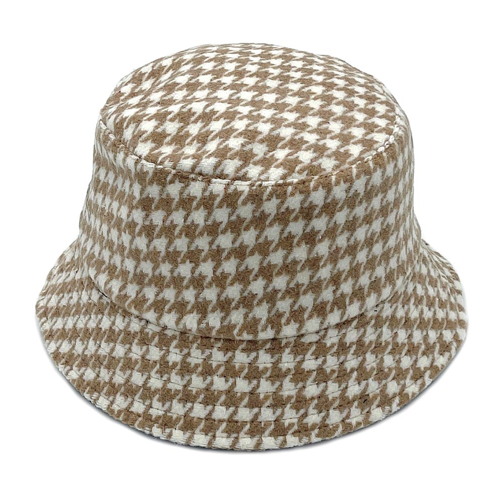 HATEGORY Houndstooth Patterned Bucket Hat