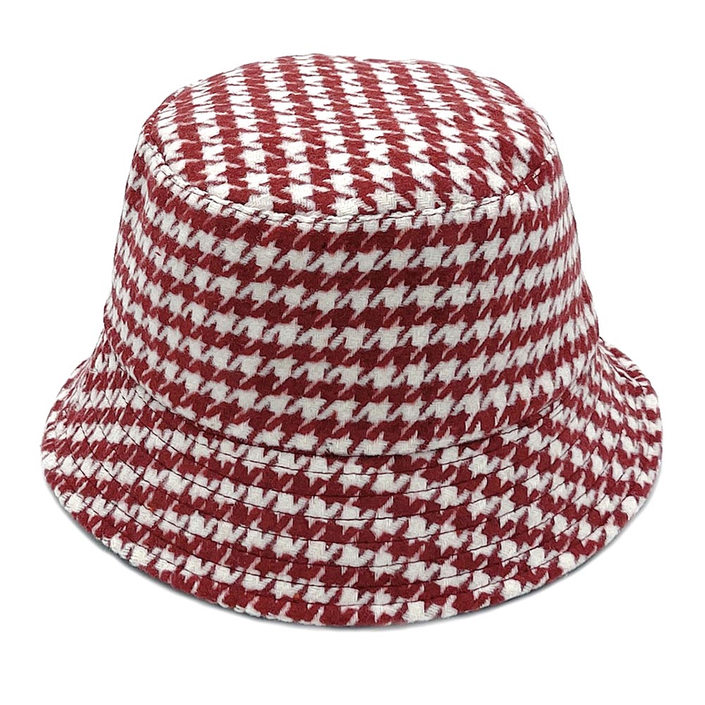 HATEGORY Houndstooth Patterned Bucket Hat