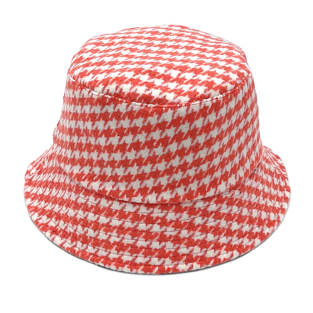 HATEGORY Houndstooth Patterned Bucket Hat