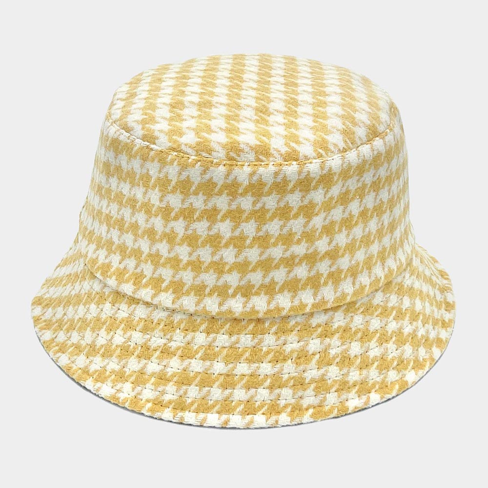 HATEGORY Houndstooth Patterned Bucket Hat