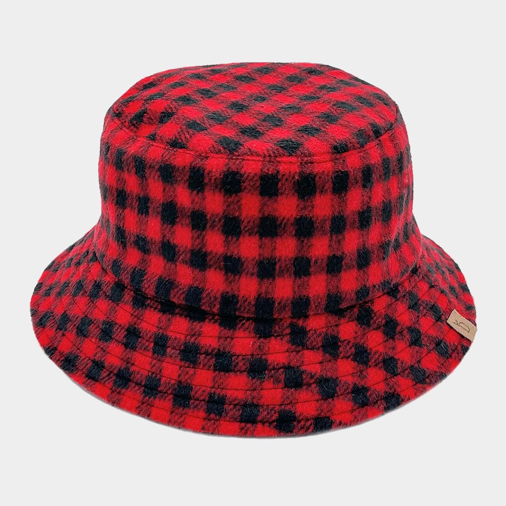 HATEGORY Buffalo Check Patterned Bucket Hat