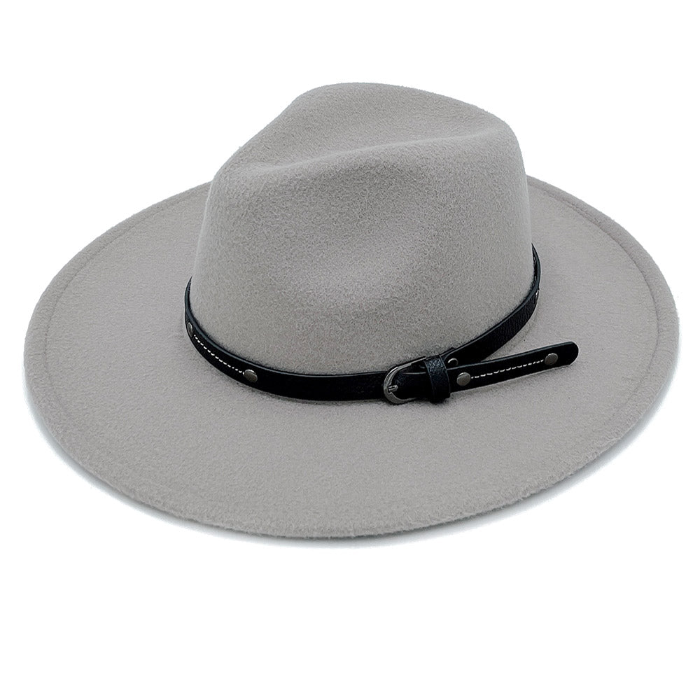 HATEGORY Buckle Faux Leather Band Panama Hat