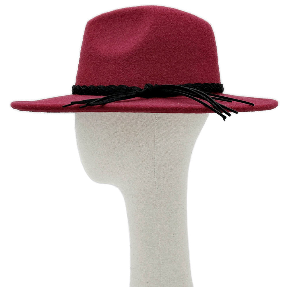HATEGORY Braided Faux Leather Band Panama Hat