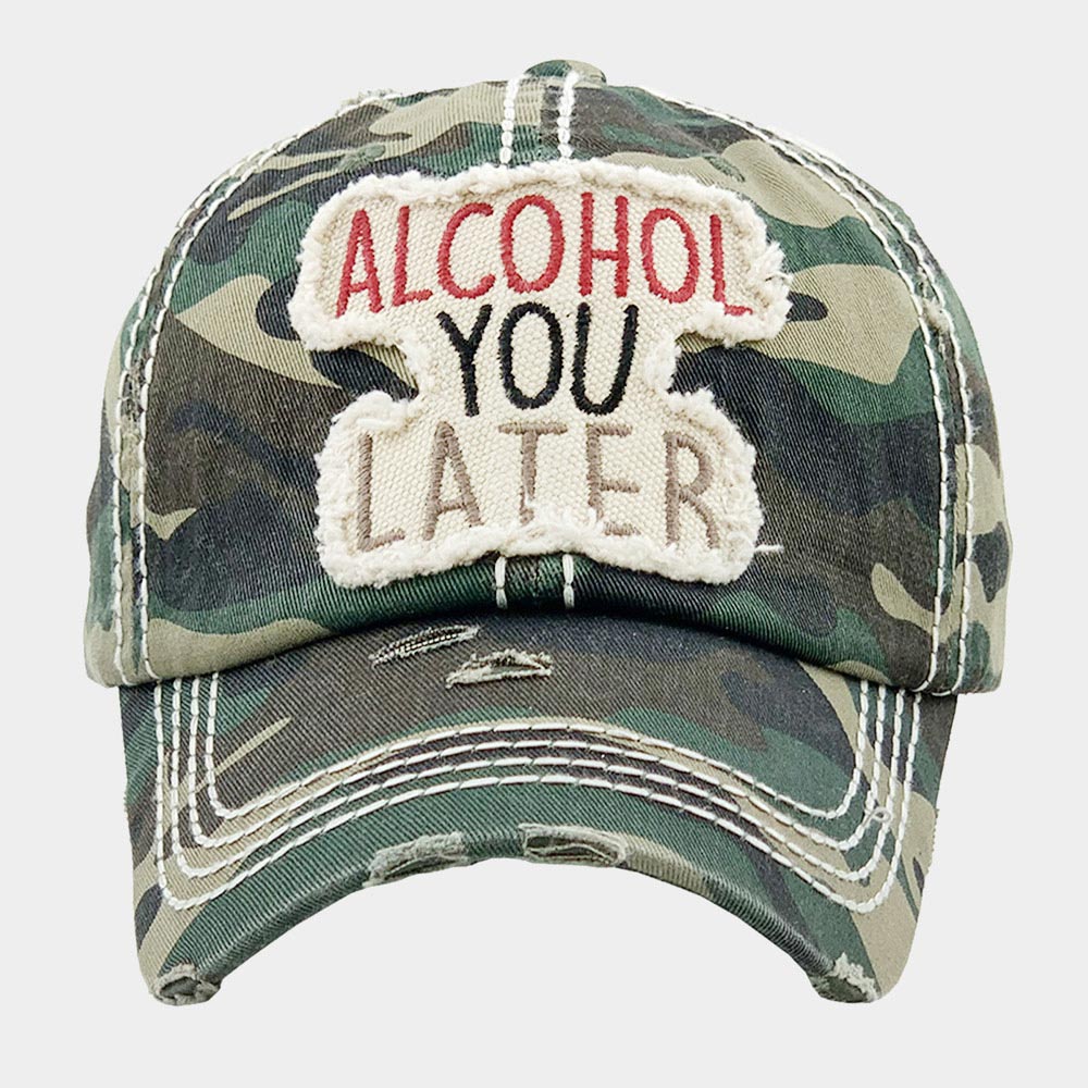 HATEGORY ALCOHOL YOU LATER Camouflage Vintage Baseball Cap