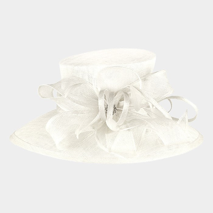 HATEGORY Curly bow sinamay hat