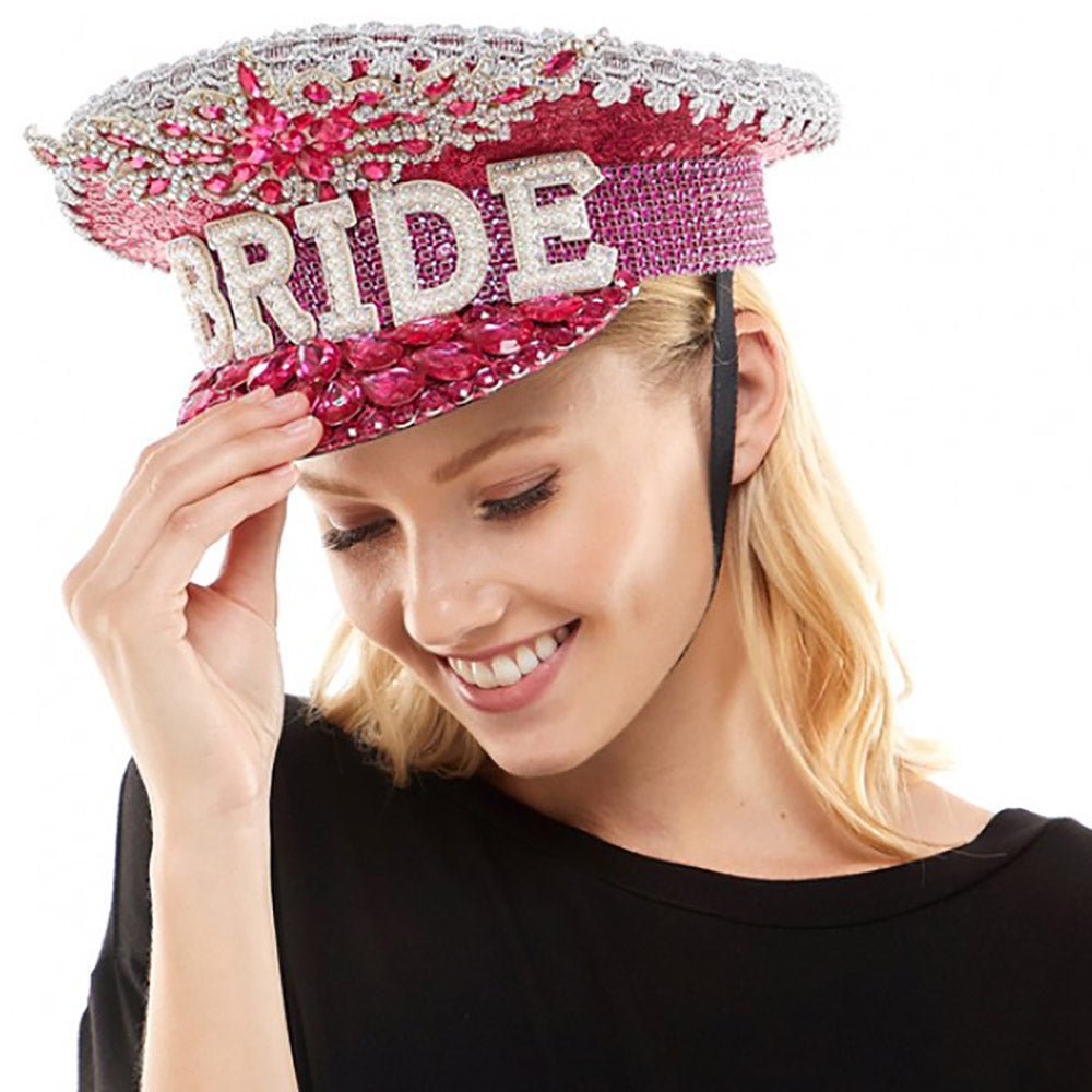 HATEGORY BRIDE Message Accented Sequin Bling Hat