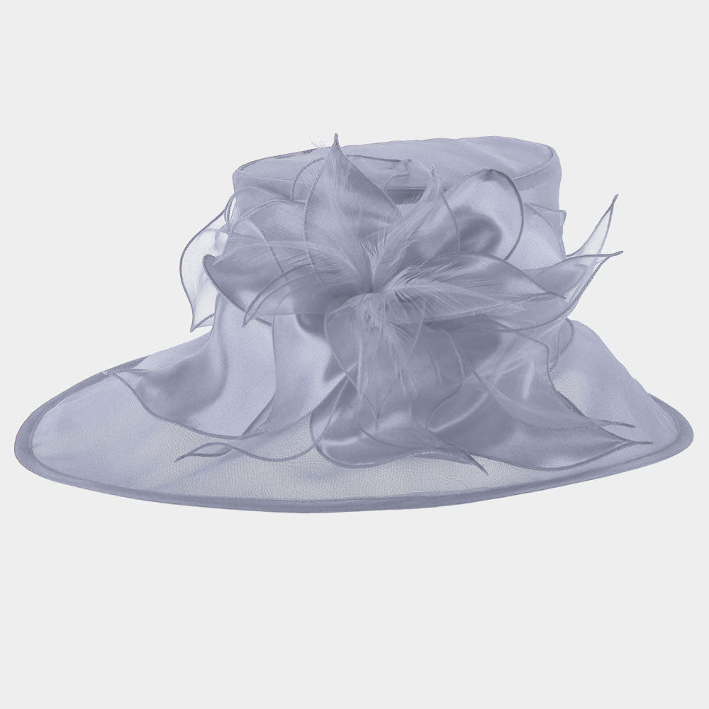 HATEGORY Satin organza side oval hat