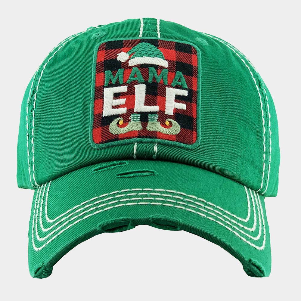 HATEGORY Tartan Check Mama Elf Vintage Baseball Cap