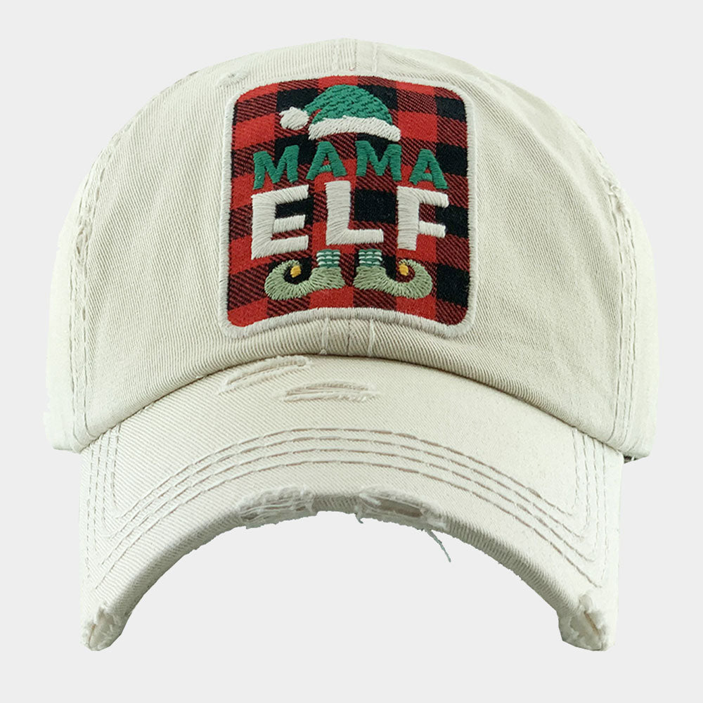HATEGORY Tartan Check Mama Elf Vintage Baseball Cap