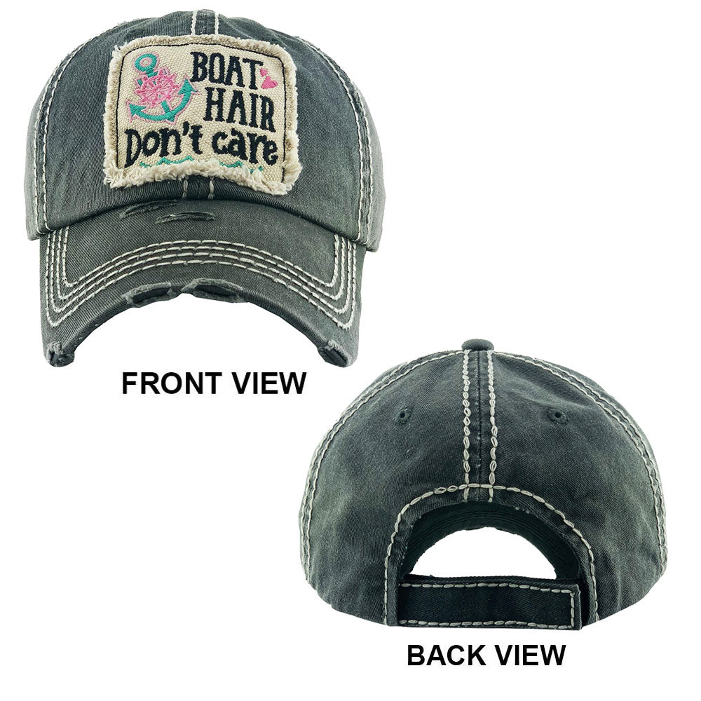 HATEGORY BOAT HAIR DON'T CARE Anchor Ship Heel Vintage Baseball Cap