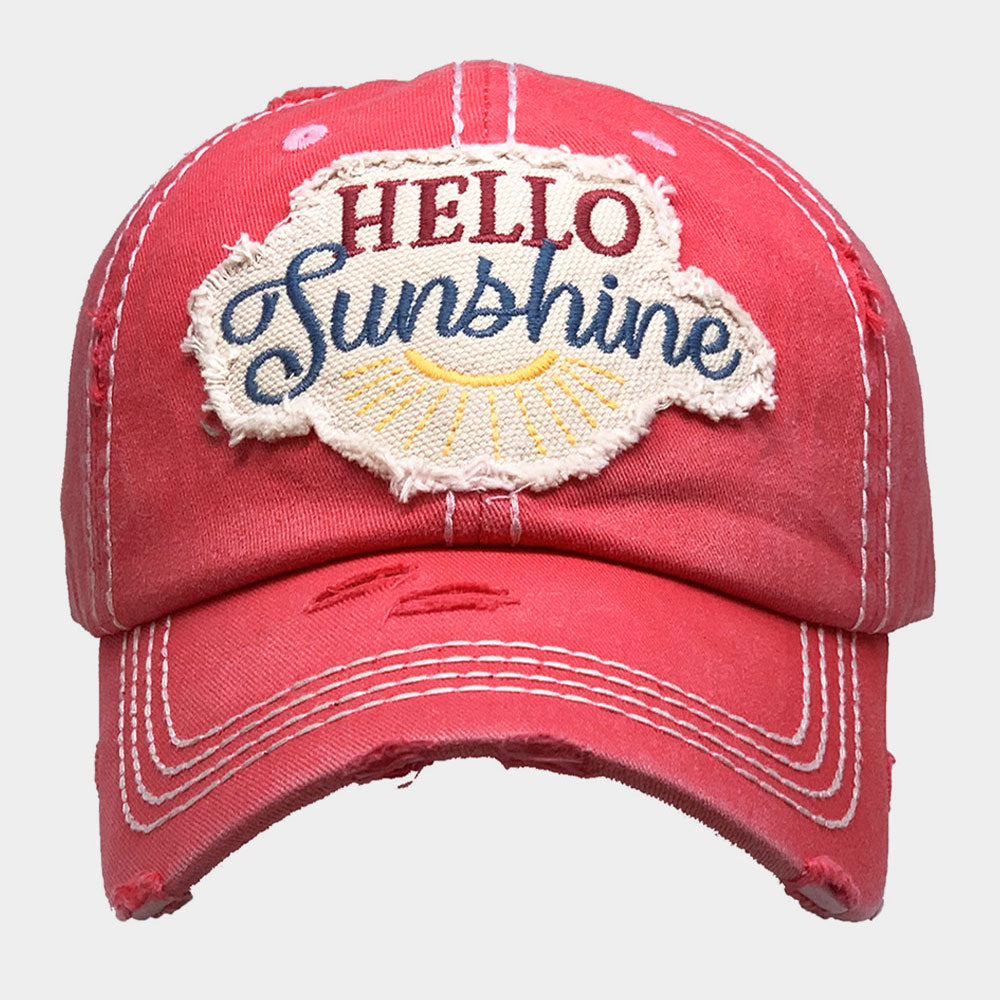 HATEGORY Hello Sunshine Accented Vintage Baseball Cap