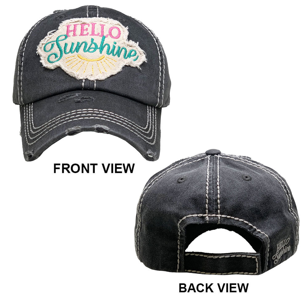 HATEGORY Hello Sunshine Accented Vintage Baseball Cap