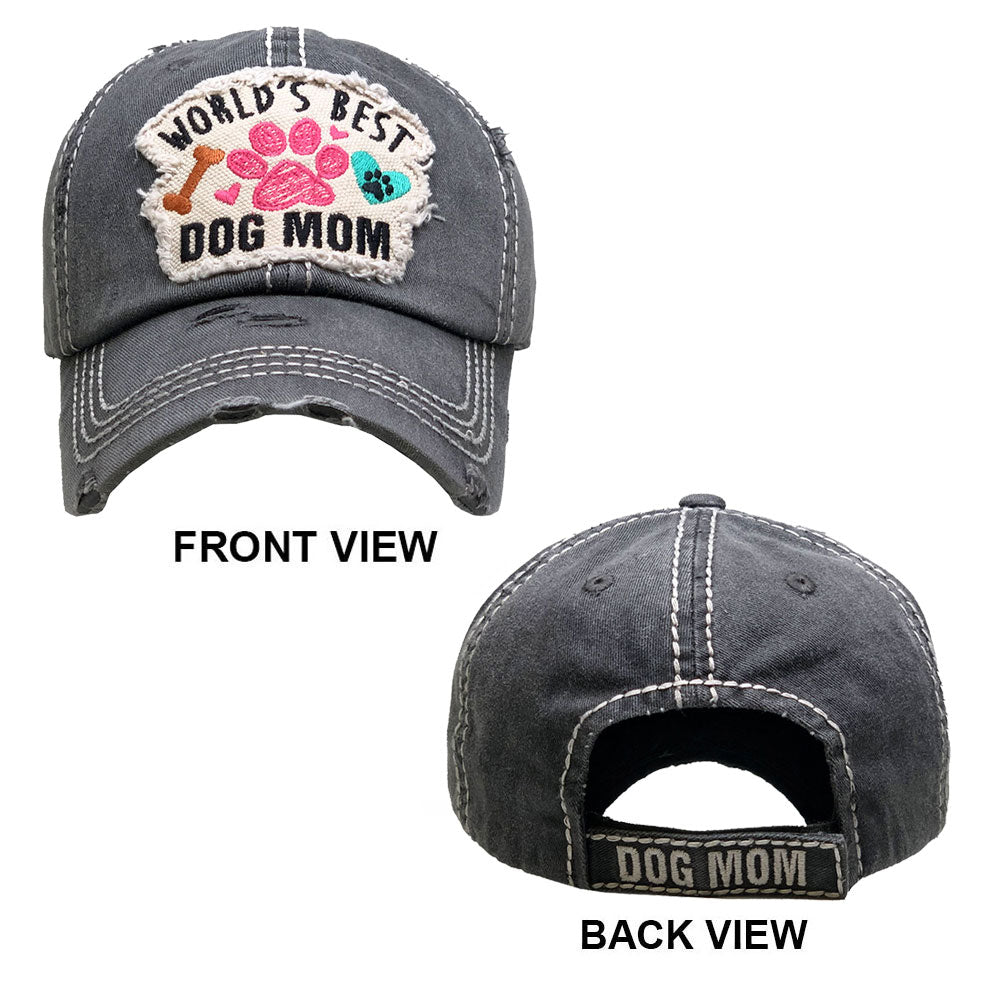HATEGORY World's Best Dog Mom Paw Vintage Baseball Cap
