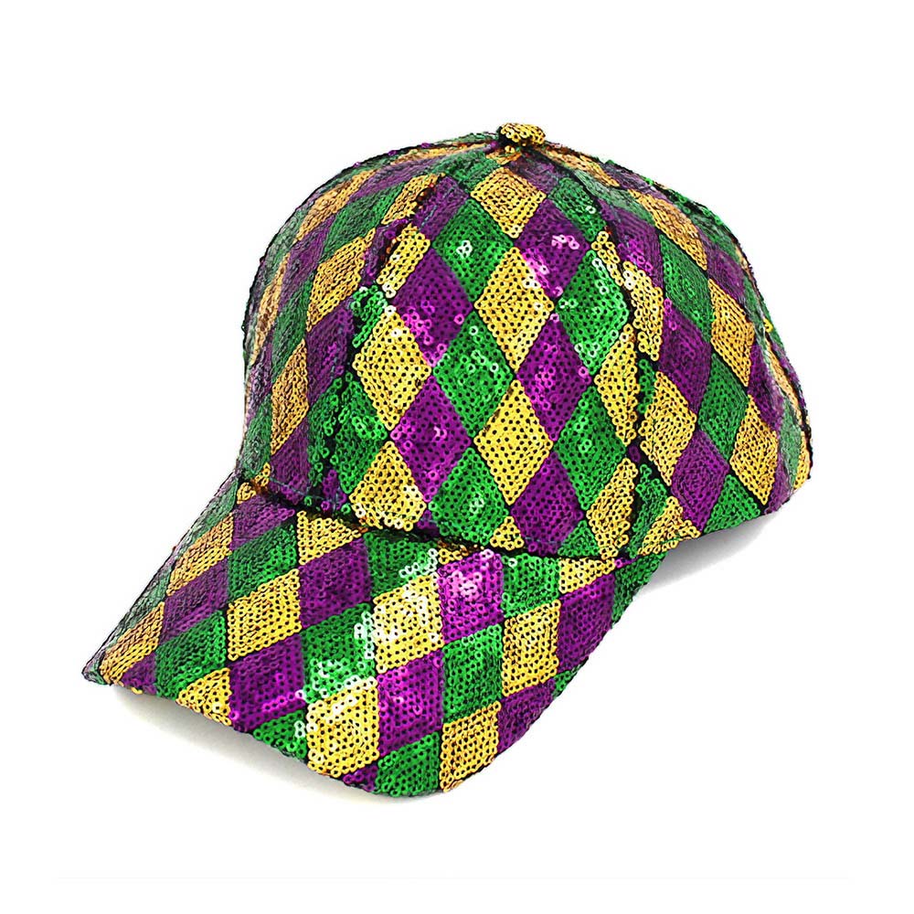 HATEGORY Mardi Gras Sequin Baseball Cap