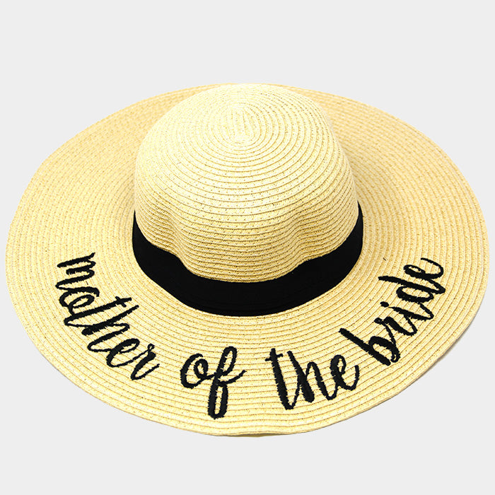 HATEGORY 'Mother of the Bride' Embroidery Straw Floppy Sun Hat