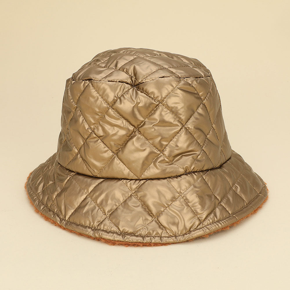 HATEGORY Quilted Reversible Winter Bucket Hat