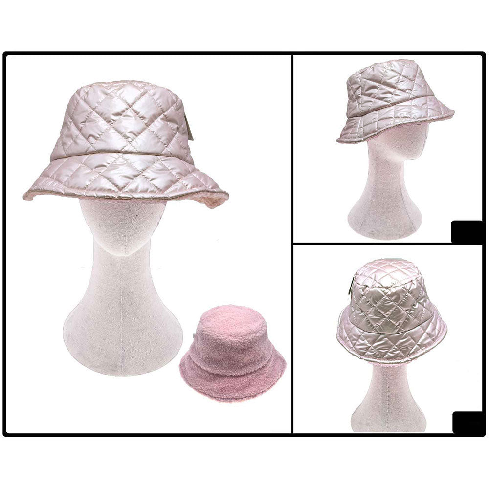 HATEGORY Quilted Reversible Winter Bucket Hat