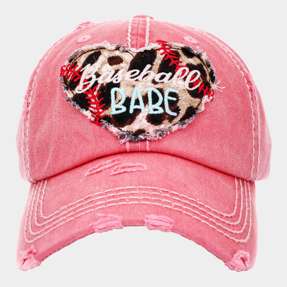 HATEGORY Baseball Babe Leopard Patterned Heart Vintage Baseball Cap
