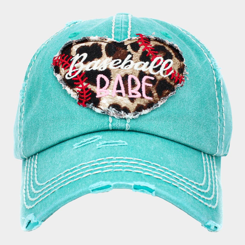 HATEGORY Baseball Babe Leopard Patterned Heart Vintage Baseball Cap