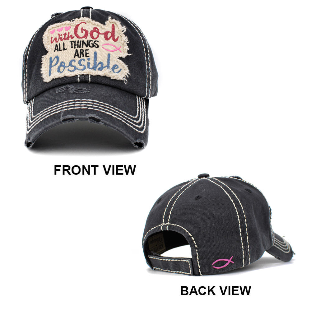 HATEGORY with God ALL THINGS ARE Possible Message Vintage Baseball Cap