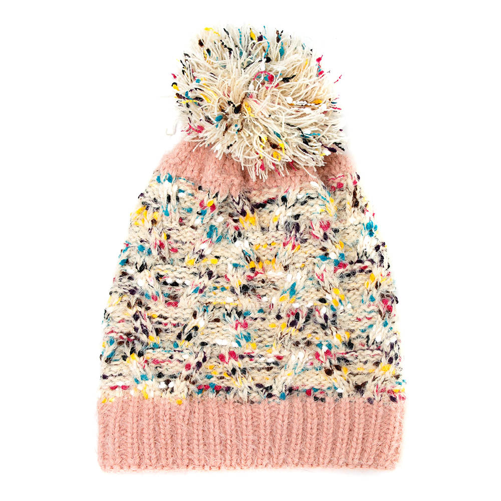 HATEGORY Multi Color Sprinkles Pom Pom Beanie Hat