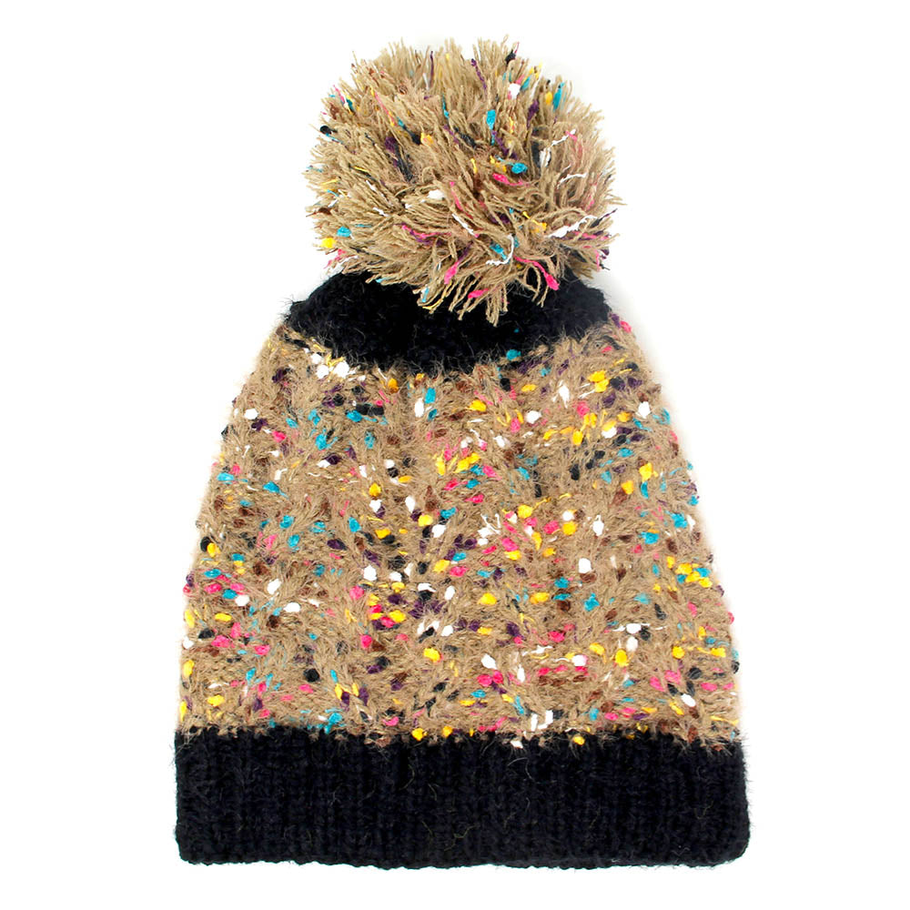 HATEGORY Multi Color Sprinkles Pom Pom Beanie Hat