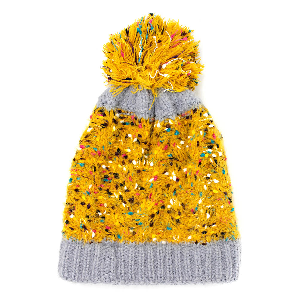 HATEGORY Multi Color Sprinkles Pom Pom Beanie Hat